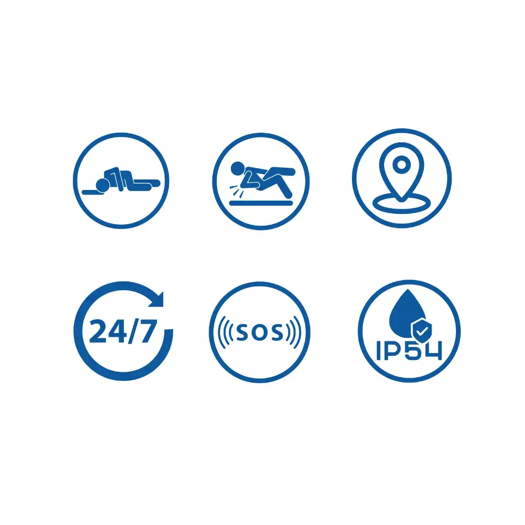 Critères de la Balise Isoprotec-360 : dispositif homme mort, perte de verticalité, détection de chute lourde, géolocalisation, astreinte 24h/24, bouton alerte, critère étanchéité IP 54
